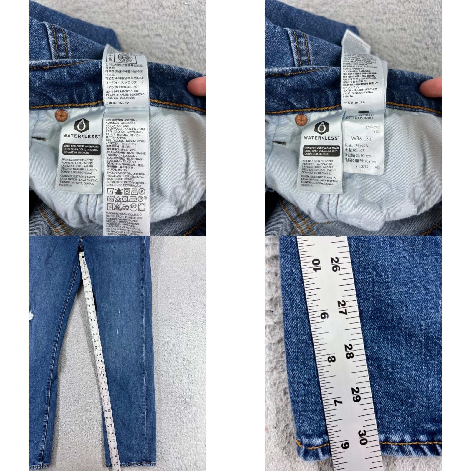 Levi's Levis 511 Jeans Adult 36 Blue Denim Cotton Blend Premium 34x30 Regular Style Straight 5-Pocket Design Mens Cotton Size US 36 / EU 52 - 8 Thumbnail
