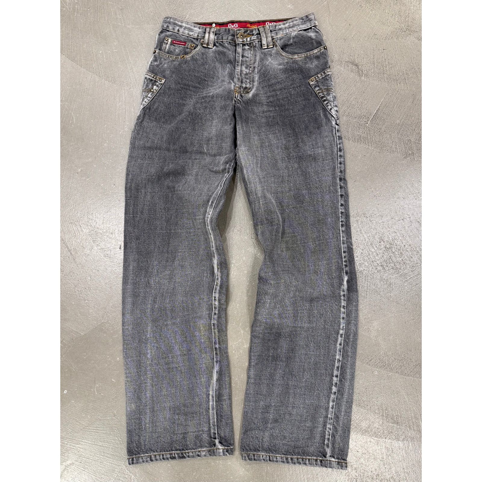 Dolce & Gabbana A/W2003 Dolce & Gabbana asymmetrical faded baggy jeans Size 38" / US 16 / IT 52 - 1 Thumbnail