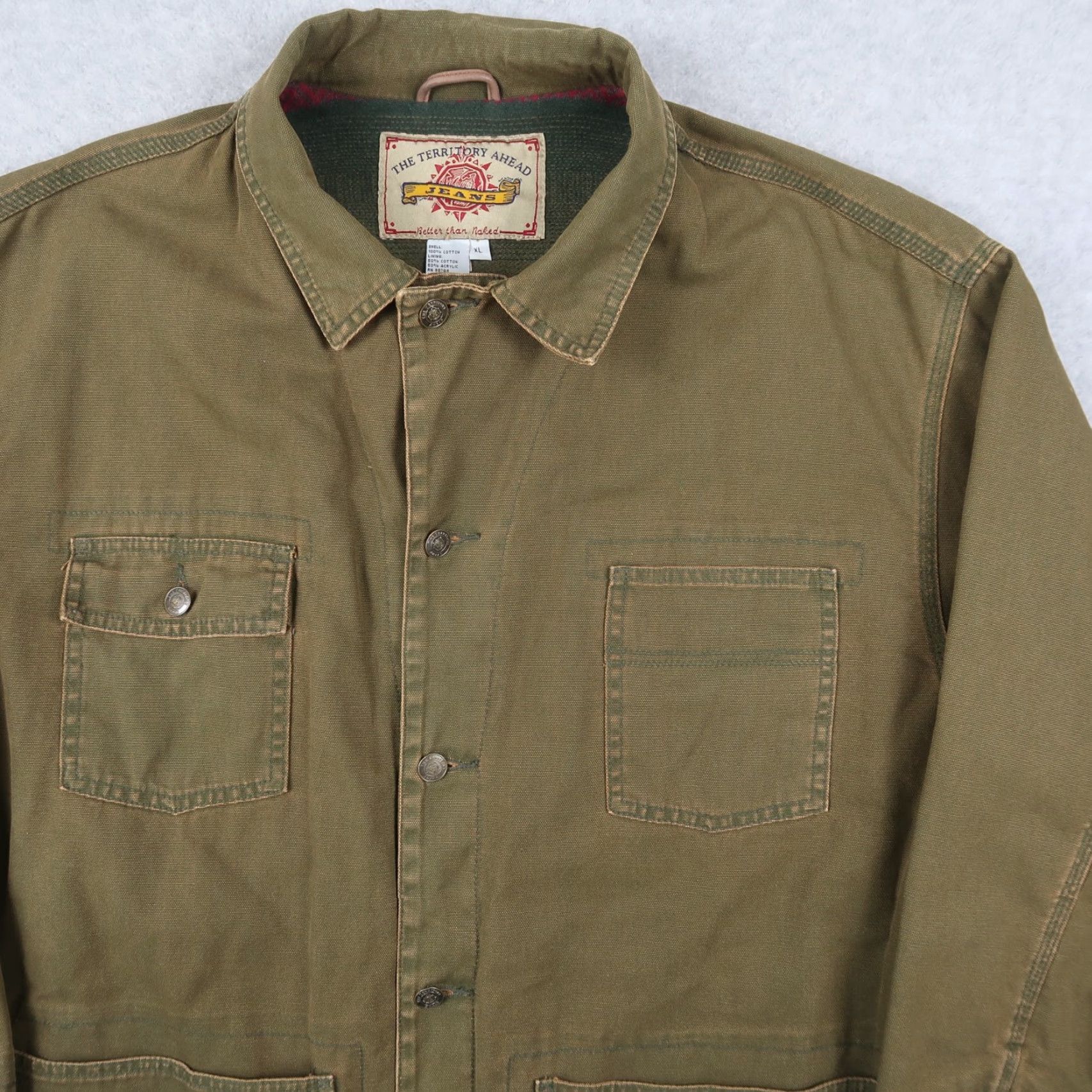 The Territory Ahead VINTAGE Territory Ahead Chore Jacket XL XLarge Denim Coat Aztec Blanket Lined Size US XL / EU 56 / 4 - 3 Thumbnail