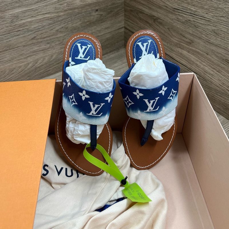 Louis Vuitton Louis Vuitton Palma Series Blue Monogram Sandals - Size US 8 / IT 38 - 2 Thumbnail
