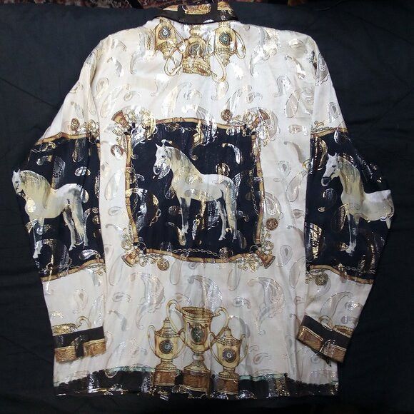 Vintage Vintage Gorgeous Satin Horse Equestrian Metallic Gold Shirt Size US S / EU 44-46 / 1 - 6 Thumbnail