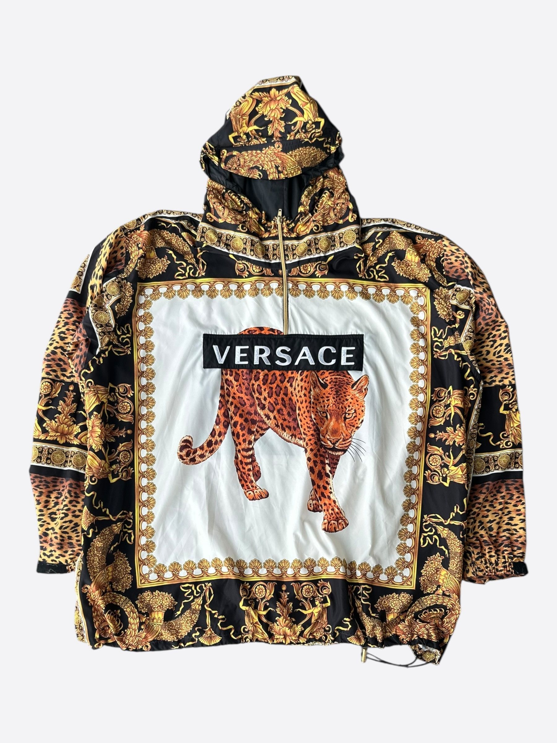 Versace Versace Black & Gold Baroque Wild Cat Anorak Jacket Size US XXL / EU 58 / 5 - 1 Thumbnail