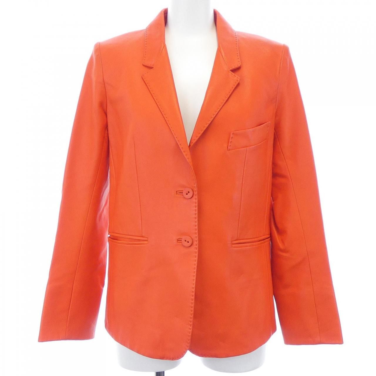 Hermes Hermes Hermès 46-7003 Sheepskin Leather Jacket Leather Outerwear DUTY FREE for USA Size ONE SIZE - 1 Thumbnail