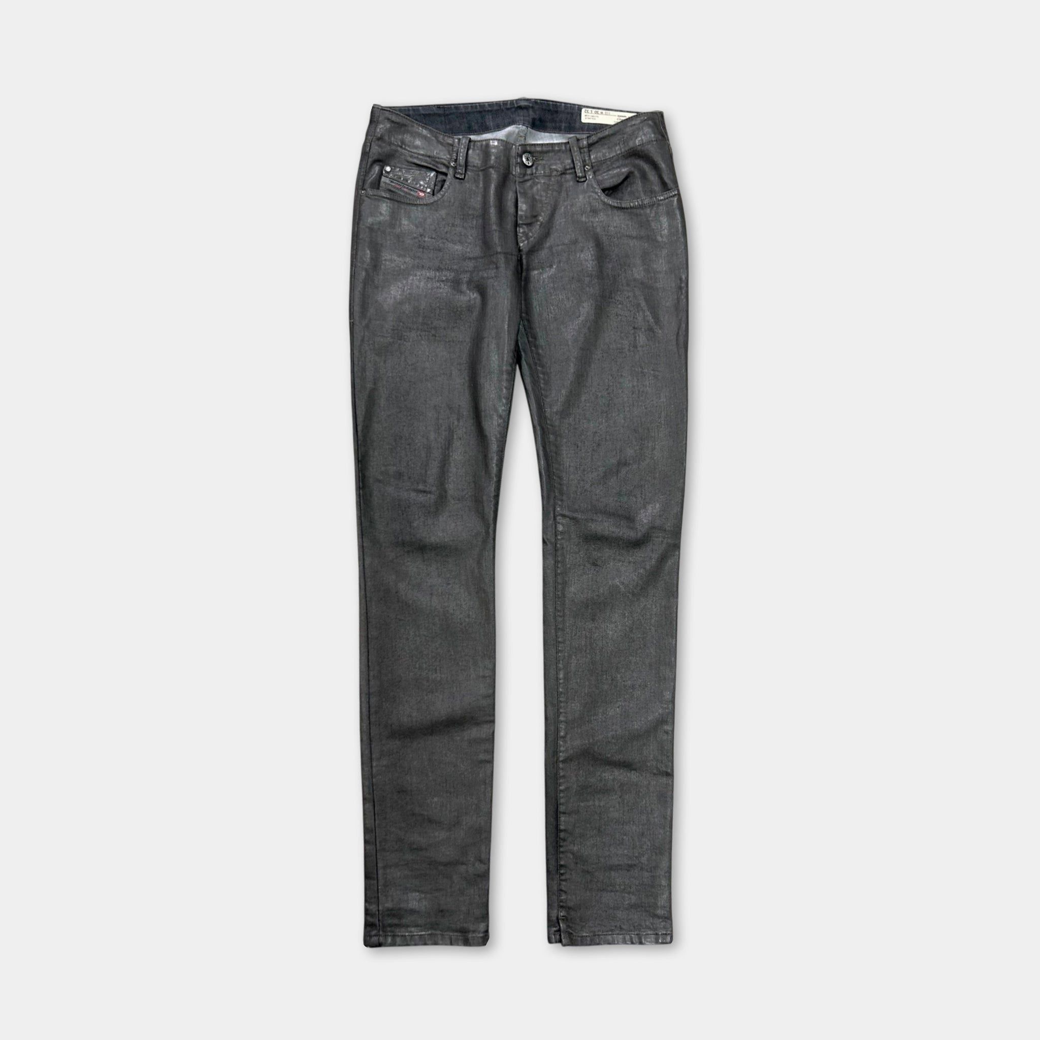 Diesel Diesel 2000's Metallic Gray Skinny Waxed Denim Pants Size US 30 / EU 46 - 1 Thumbnail