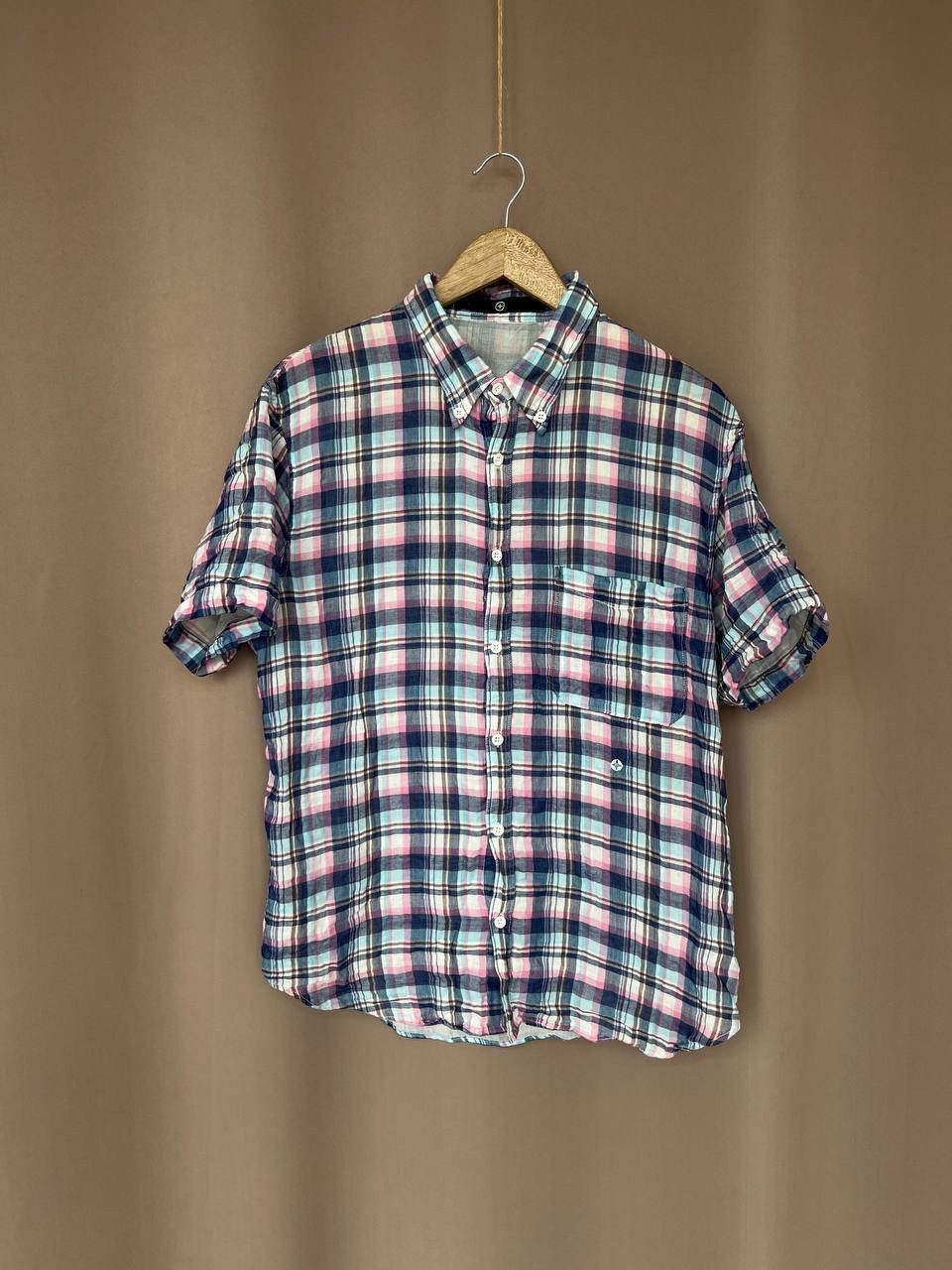 Stone Island Checked Button Shirt Mens Size XL/L Vintage