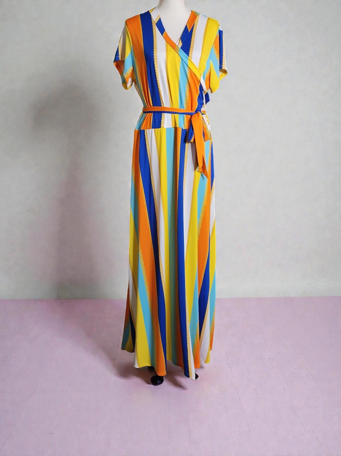 Other 2XL Wrap Maxi Dress with Colorful Vertical Stripes Size XXL / US 16-18 / IT 52-54 - 3 Thumbnail