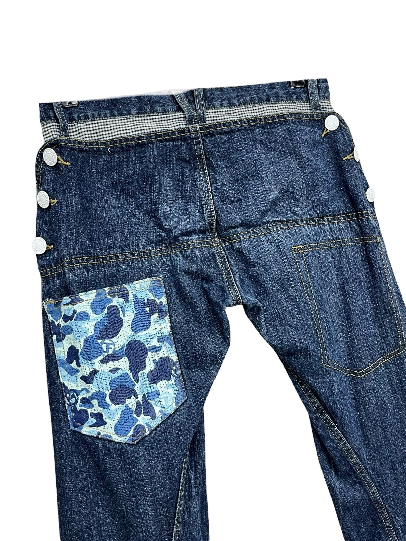 Japanese Brand RARE🔥Butt Flap ABC CAMO BLUE Design Pocket Japan’s Jeans Size US 29 - 2 Thumbnail