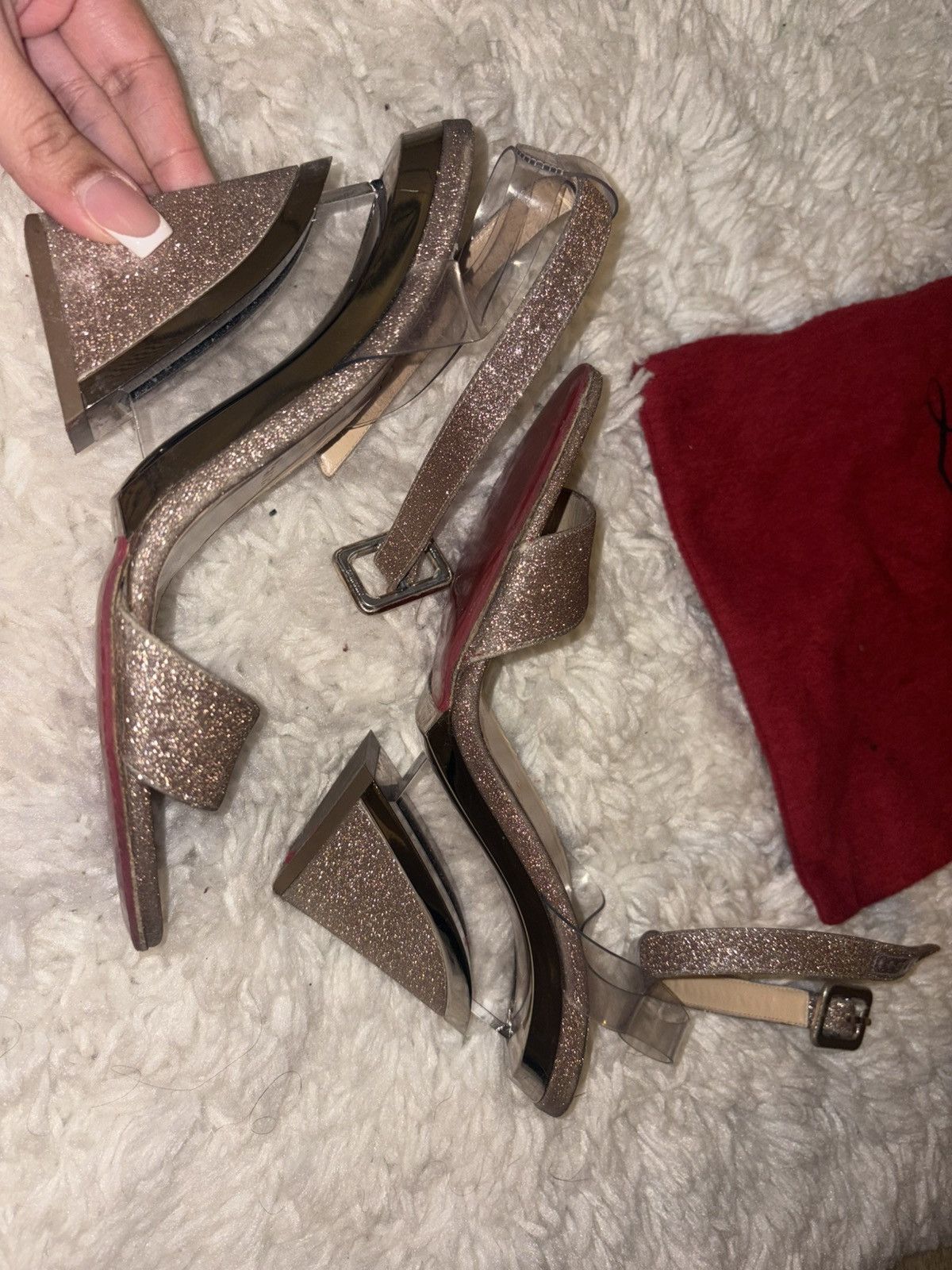 Christian Louboutin Christian Louboutin Gold/Glass heel Size US 8.5 / IT 38.5 - 3 Thumbnail