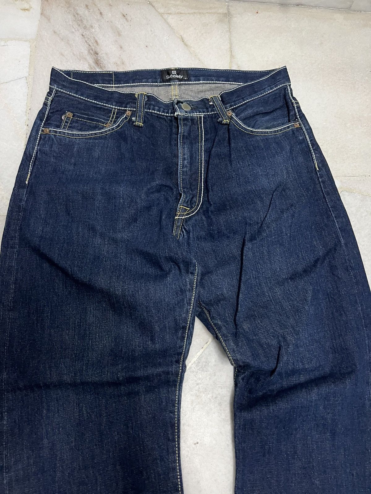 If Six Was Nine × Japanese Brand × Le Grande Bleu (L.G.B.) 💥Baggy💥VINTAGE SUBCIETY SELVEDGE JEANS Size US 32 / EU 48 - 4 Thumbnail