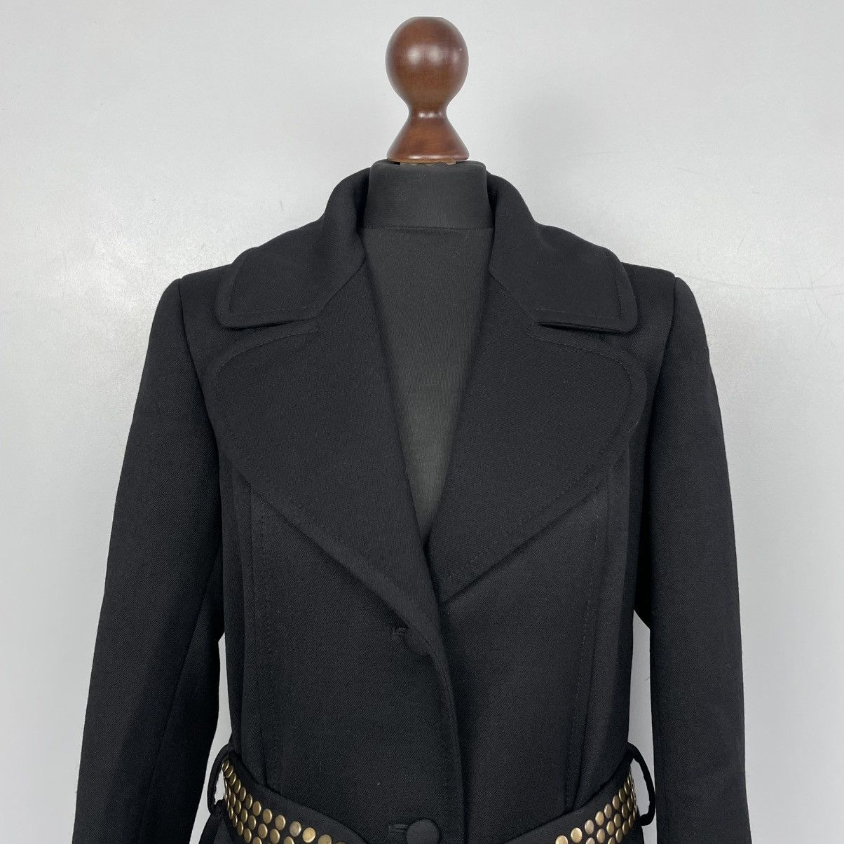 Roberto Cavalli Roberto Cavalli Black Gold Studded Wool Trench Coats SZ42 Size M / US 6-8 / IT 42-44 - 4 Thumbnail