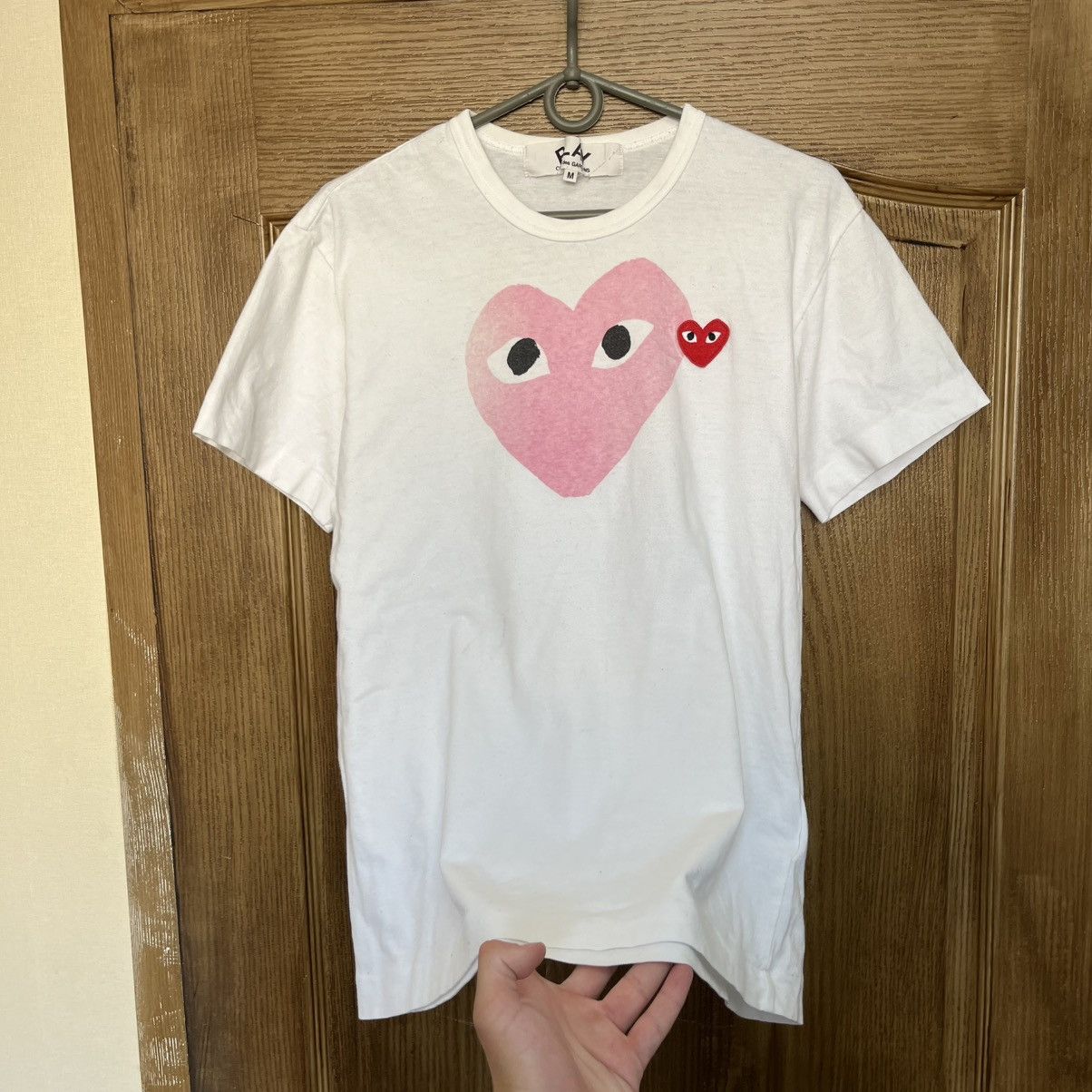 Comme des Garcons Comme Des Garcons Play T-Shirt White CDG Double Heart Size US M / EU 48-50 / 2 - 2 Thumbnail