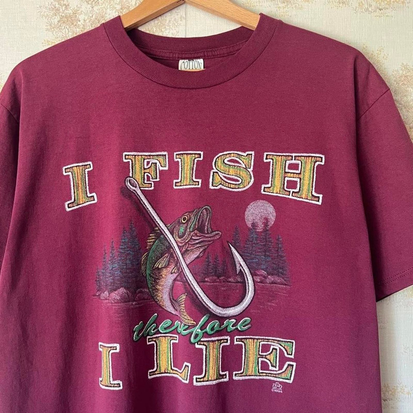 Vintage 90s Fishing Humor Tee | "I Fish Therefore I Lie" | Size L Size US L / EU 52-54 / 3 - 1 Thumbnail