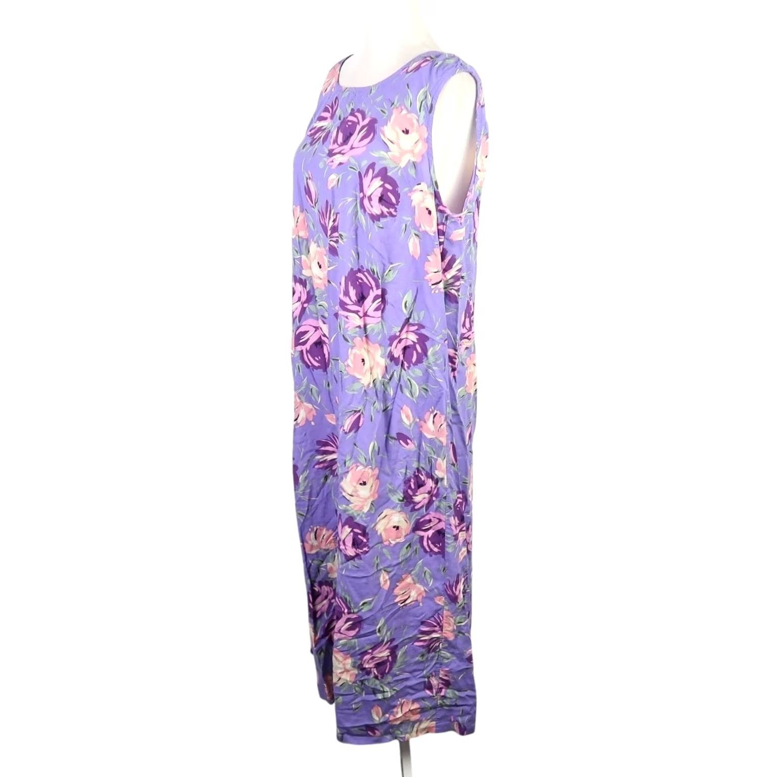 Vintage VINTAGE DressBarn 90s Purple Pink Floral Midi Dress 16W Sleeveless Womens Midi Floral 90s Vintage Womens Size XXL / US 16-18 / IT 52-54 - 3 Thumbnail
