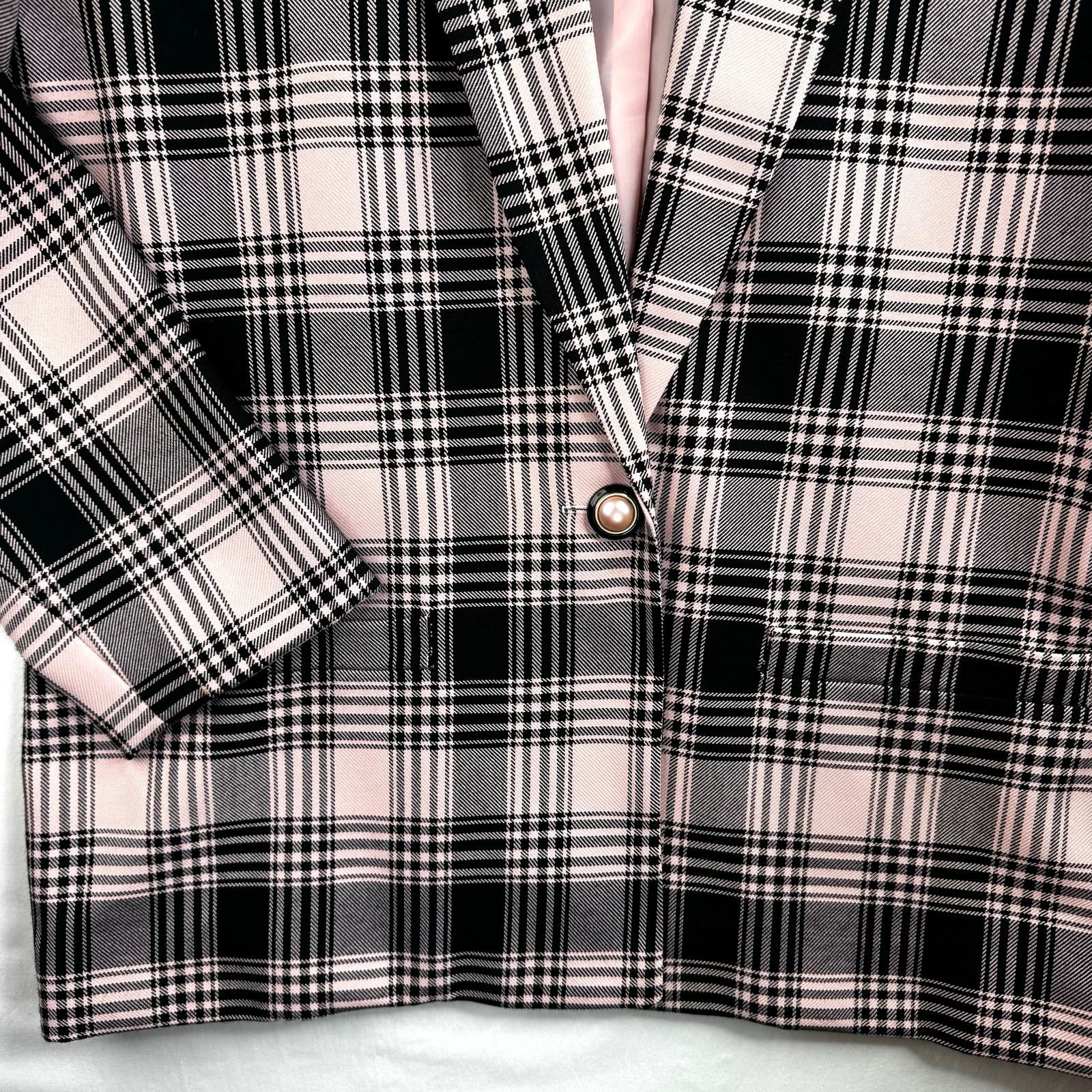 Vintage Vintage 80s 90s Pink Black Plaid Blazer Women’s Size 12 Size XL / US 12-14 / IT 48-50 - 4 Thumbnail