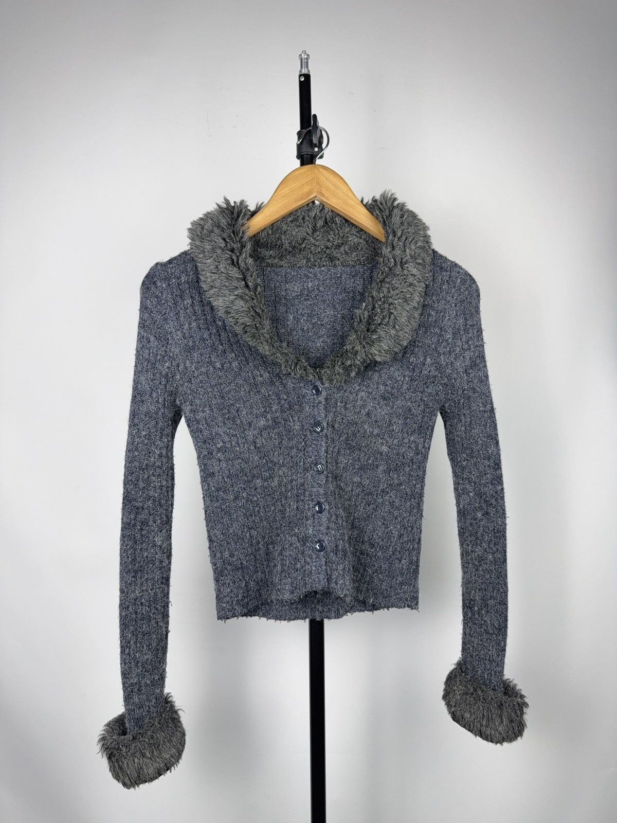 If Six Was Nine Y2K Faux Fur Trim Knit Retro Cardigan If Six Was Nine Style Size S / US 4 / IT 40 - 1 Thumbnail