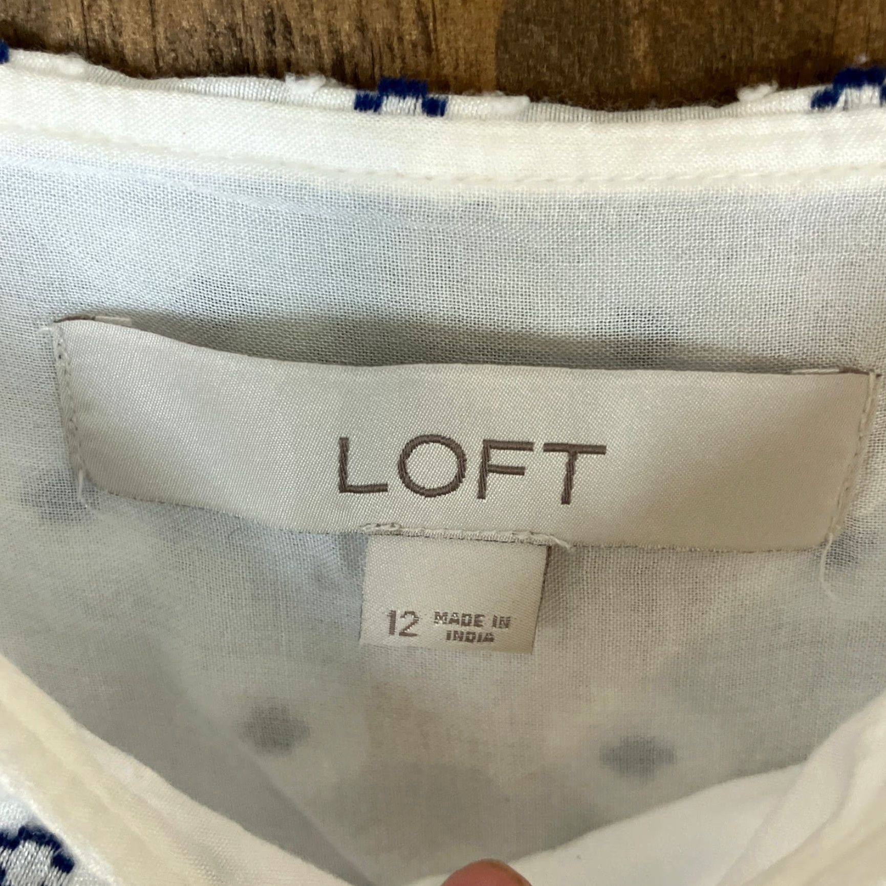 Loft LOFT Womens Blouse White Blue Sweetheart Tank Lined Lightweight 12 Shirt Womens Adult 12 White Blue Size XL / US 12-14 / IT 48-50 - 6 Thumbnail