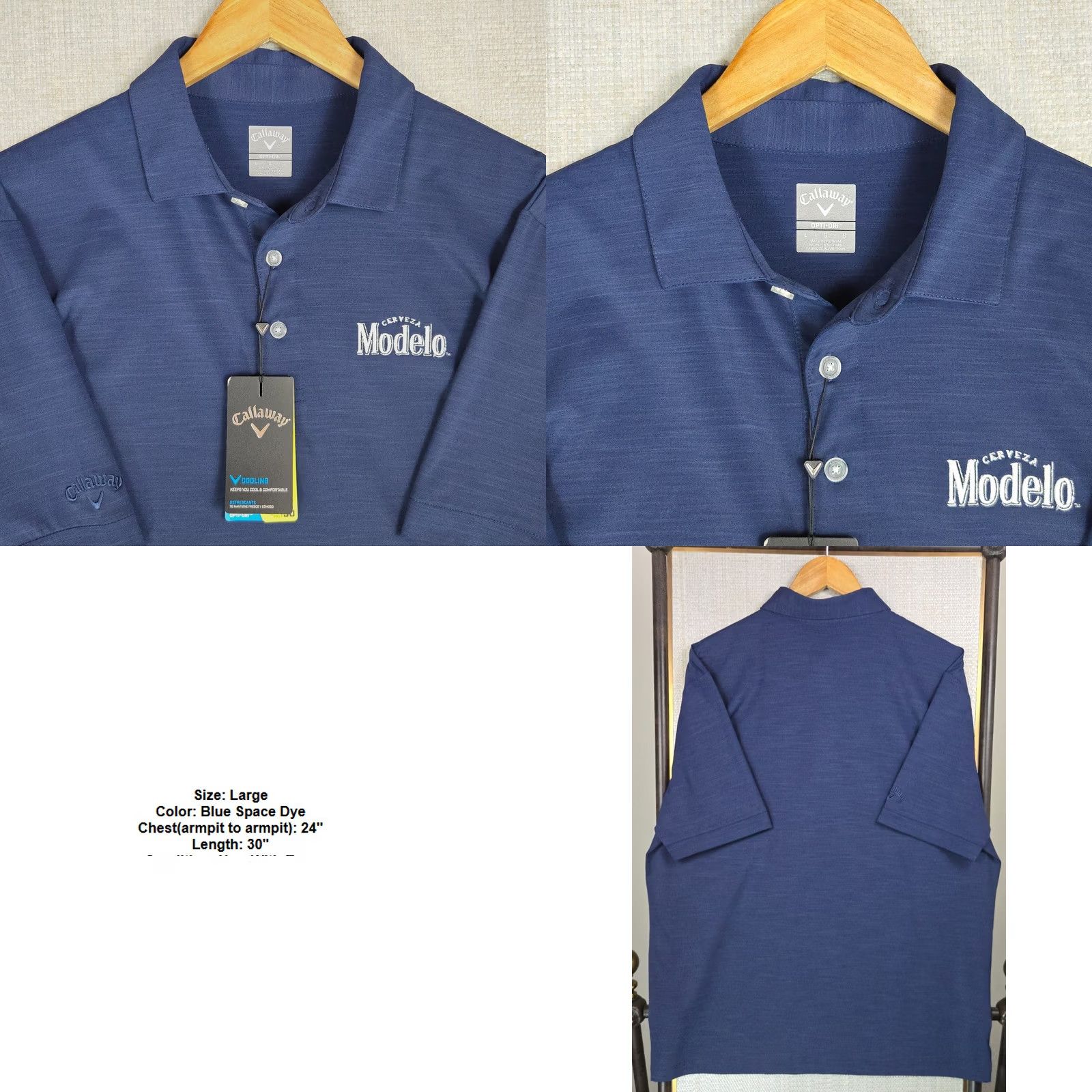 Callaway Callaway x Modelo Cerveza Blue Space Dye Polo Shirt Large - Mens Size US L / EU 52-54 / 3 - 8 Thumbnail
