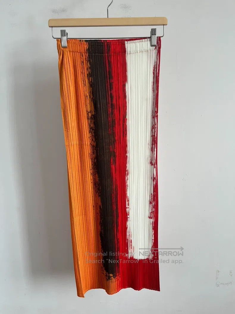 Issey Miyake Issey Miyake size:3 Orange Midi Skirt Size 22" - 1 Thumbnail