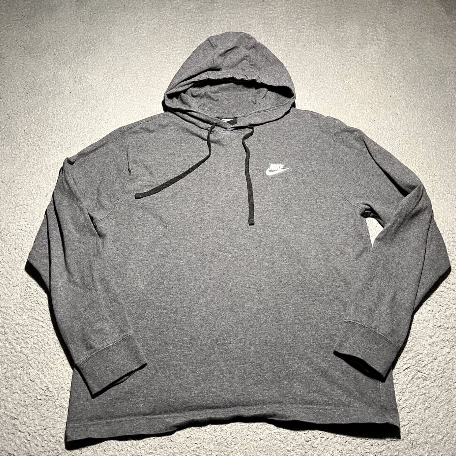 Nike Men s Gray Medium Lightweight Sweatshirt Pullover Club Jersey Nike Hoodie BV2749 Grailed