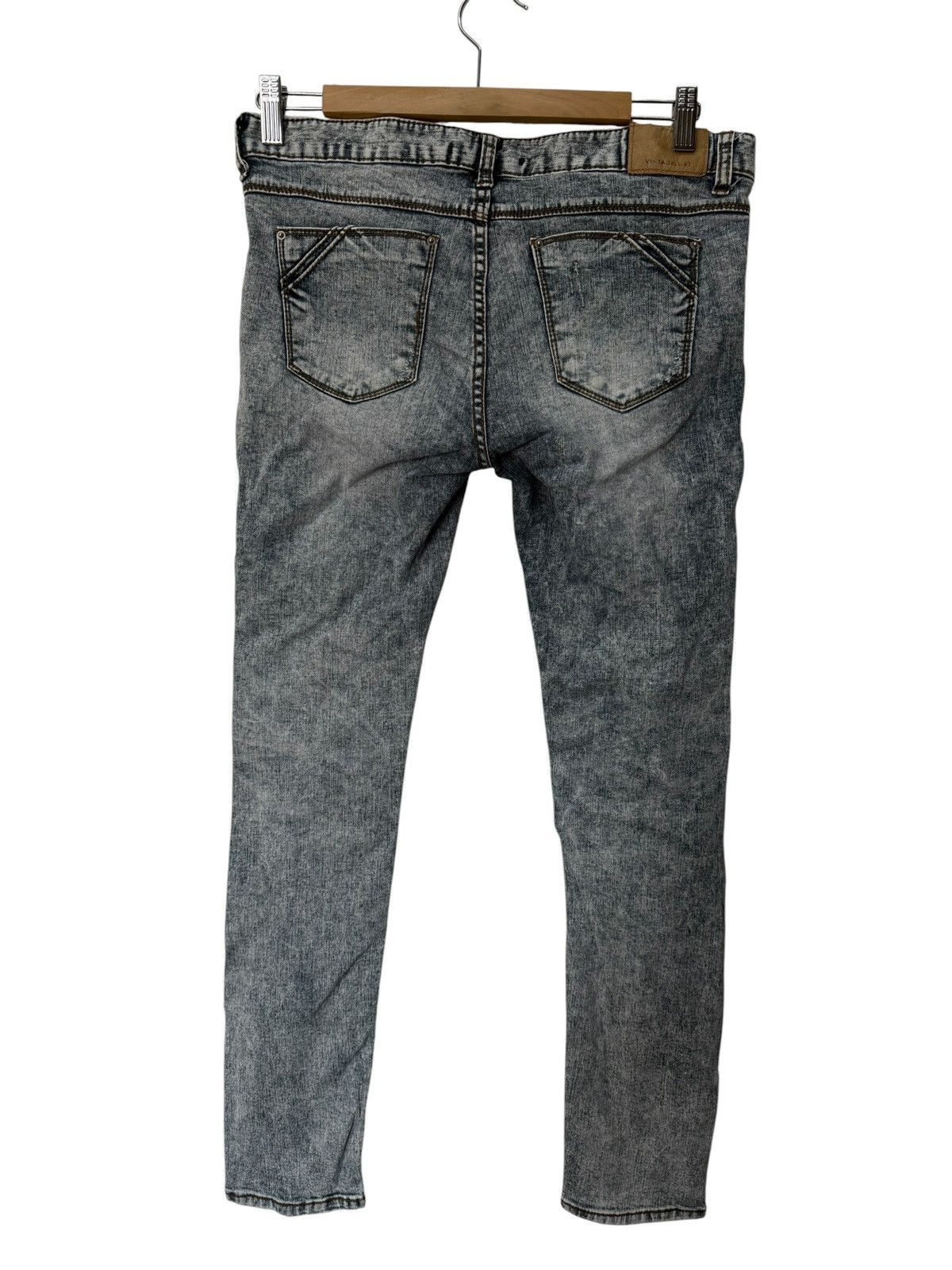 Japanese Brand Vintage. B&T Blue Acid Wash Distressed Skinny Jeans Size 29" - 4 Thumbnail