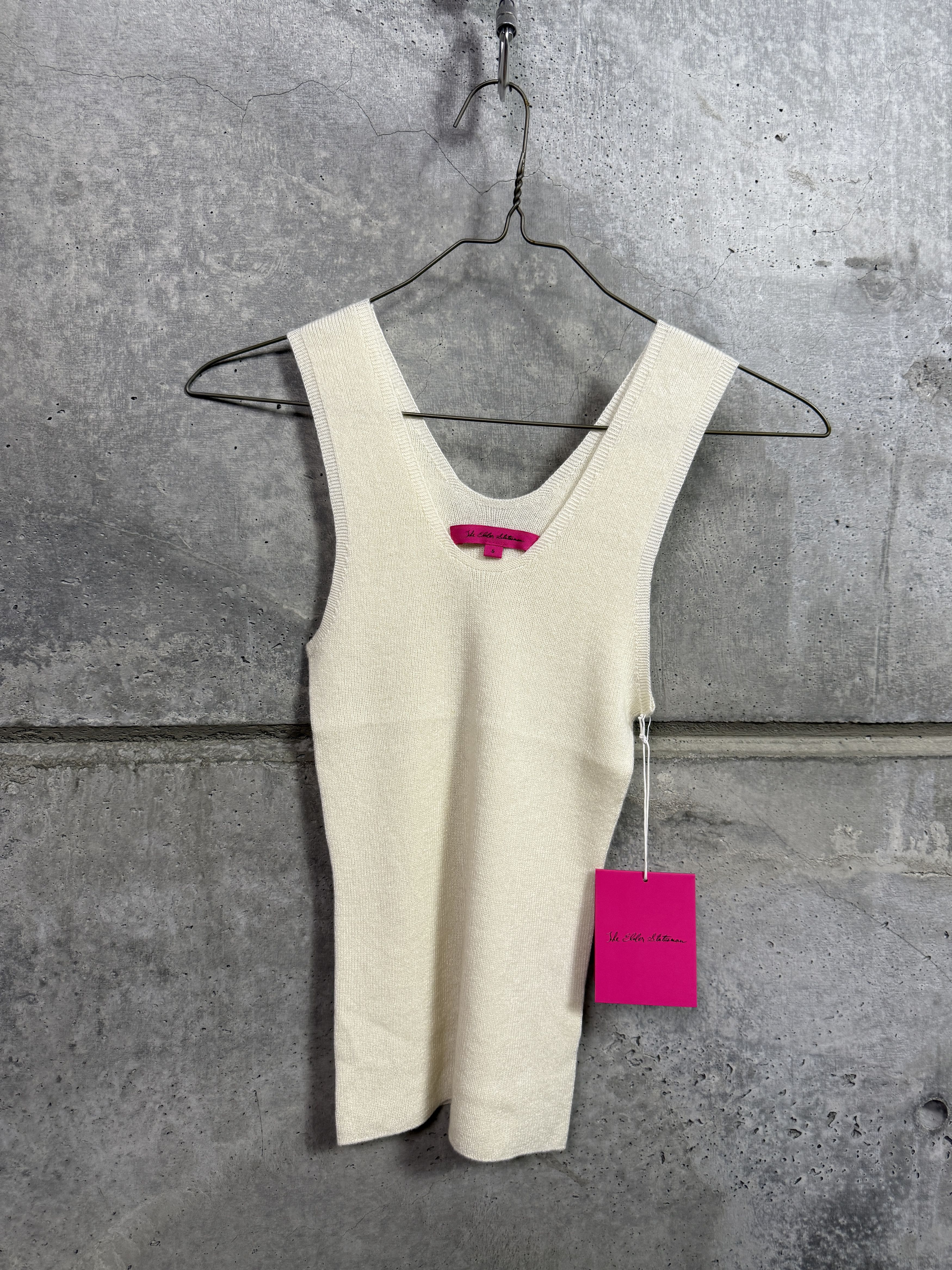 The Elder Statesman $395 The Elder Statesman Delicash White Tank Top Size S / US 4 / IT 40 - 6 Thumbnail