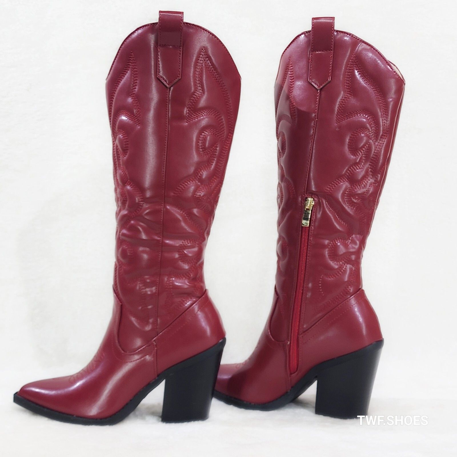 Other Electric Cowboy Burgundy Matte Western Knee High Cowgirl Boo Size US 6.5 / IT 36.5 - 1 Thumbnail