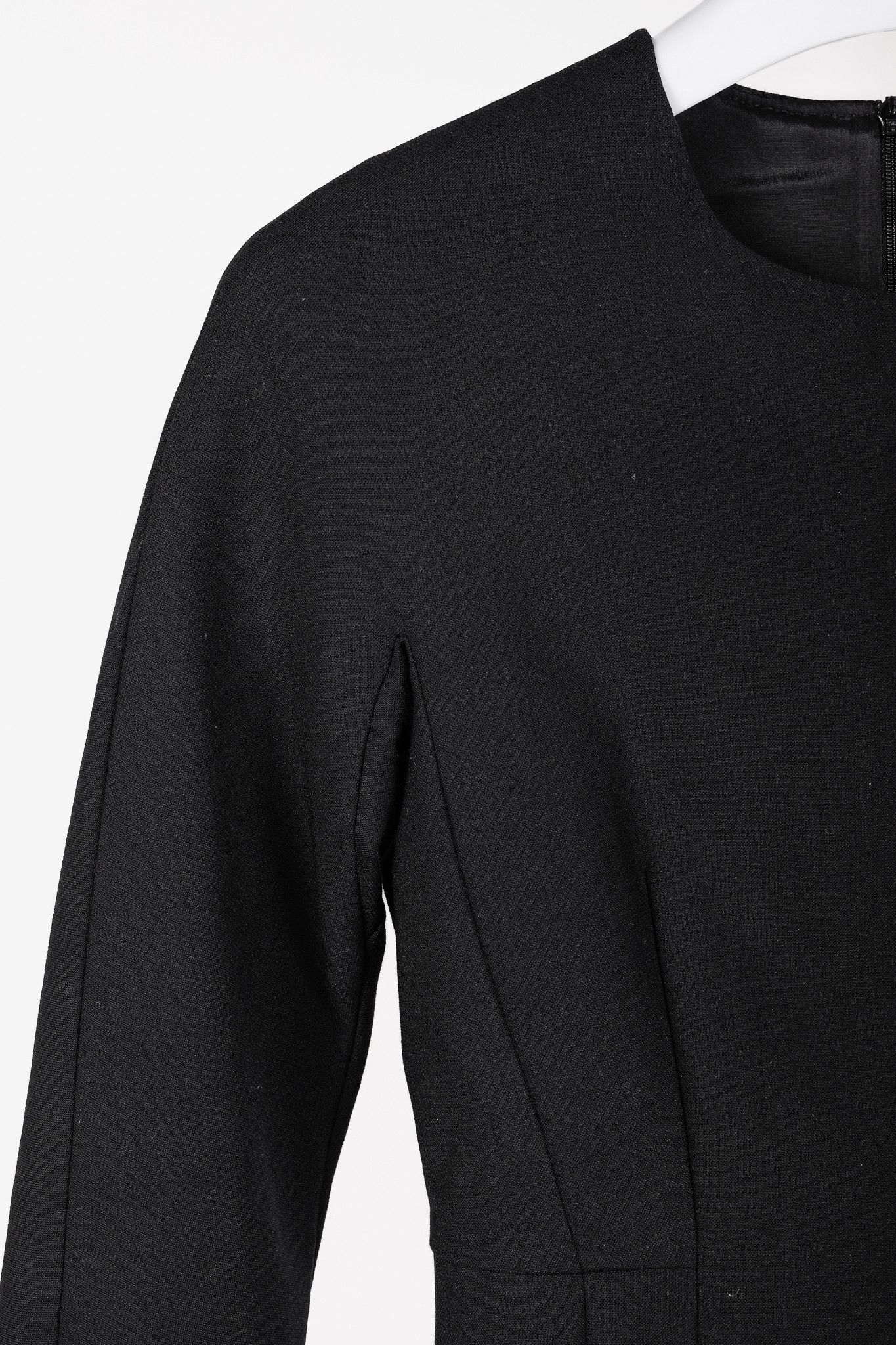 Max Mara Max Mara Elis Black Stretch-Wool 3/4-Sleeve Peplum Top Size S / US 4 / IT 40 - 5 Thumbnail