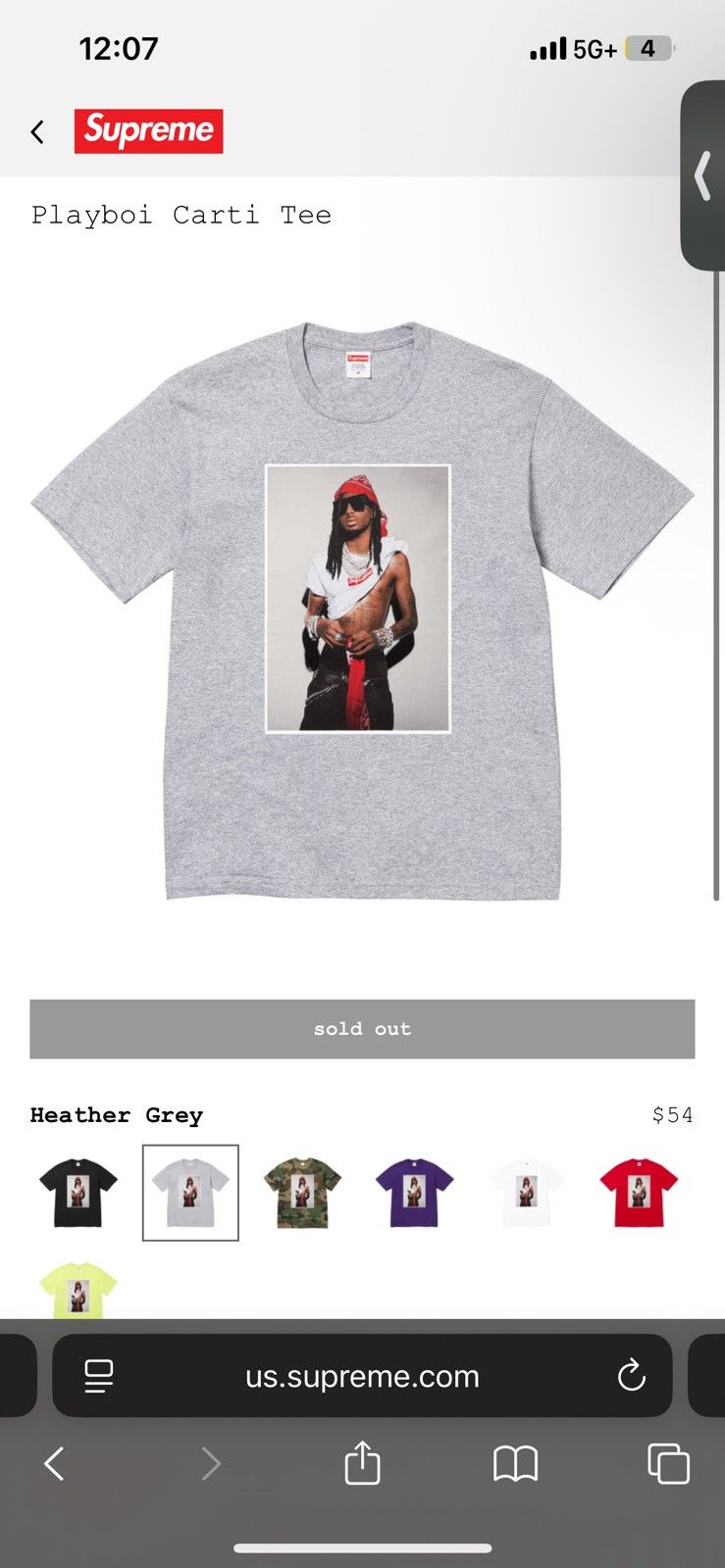 Supreme Supreme x playboi carti Tee gray L | Grailed