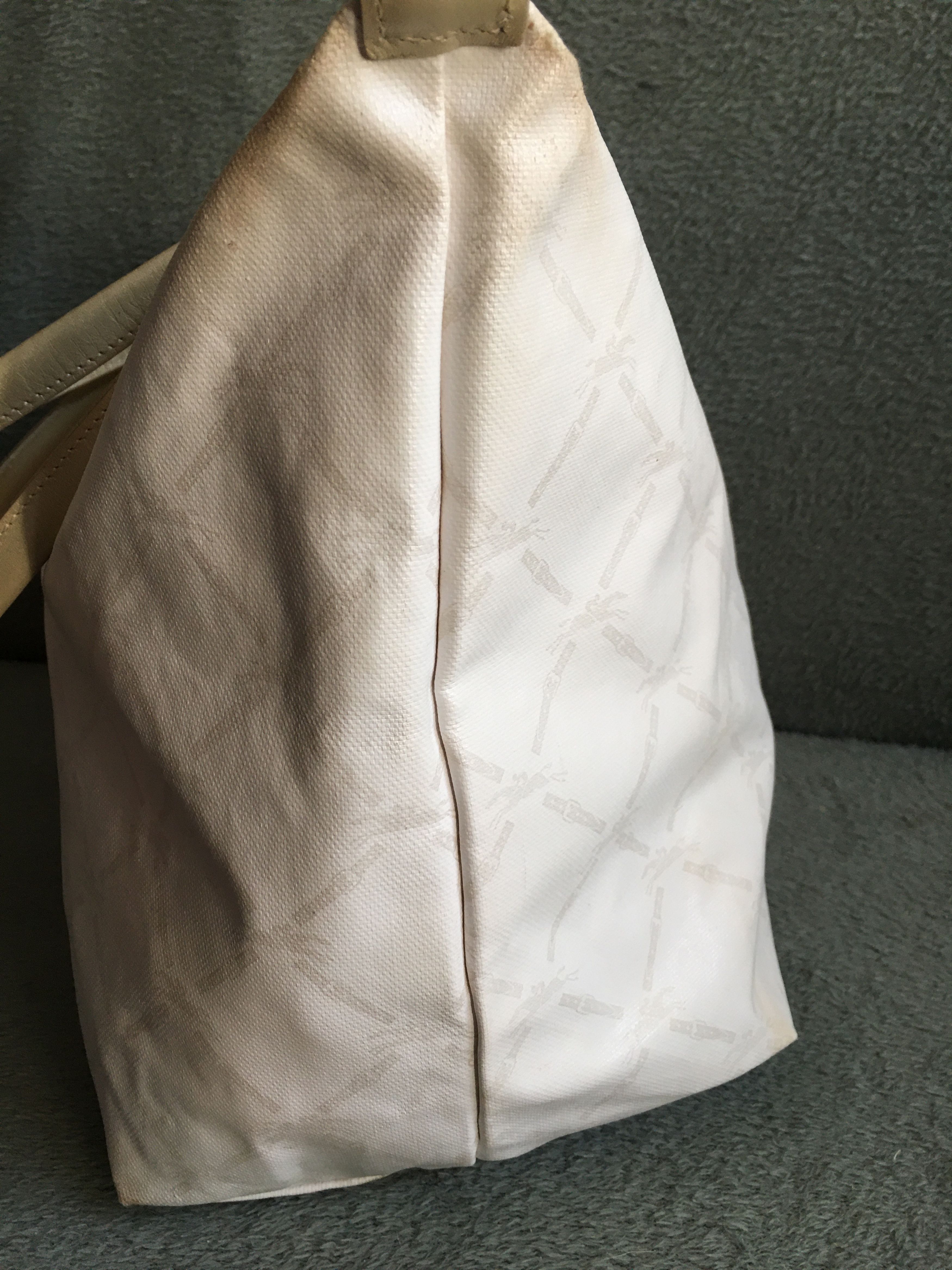 Longchamp Longchamp White Logo Print Coated Canvas Le Pliage Tote Bag Size ONE SIZE - 3 Thumbnail
