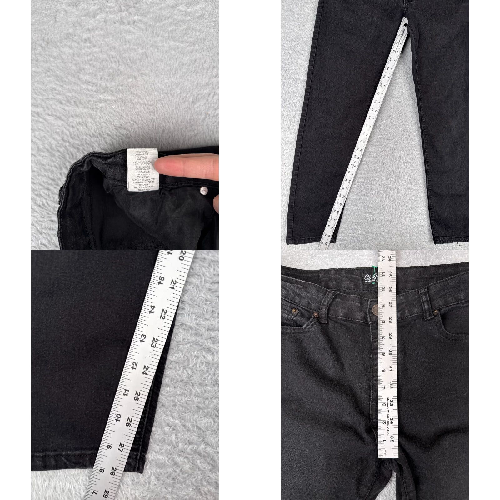 Vintage CI SONO Jeans Juniors 15 Black Denim Skinny Mid Rise Cotton Blend Stretch 31x28 Woman Jeans Capable 5-Pocket Design Vintage: No Size 36" / US 14 / IT 50 - 8 Thumbnail