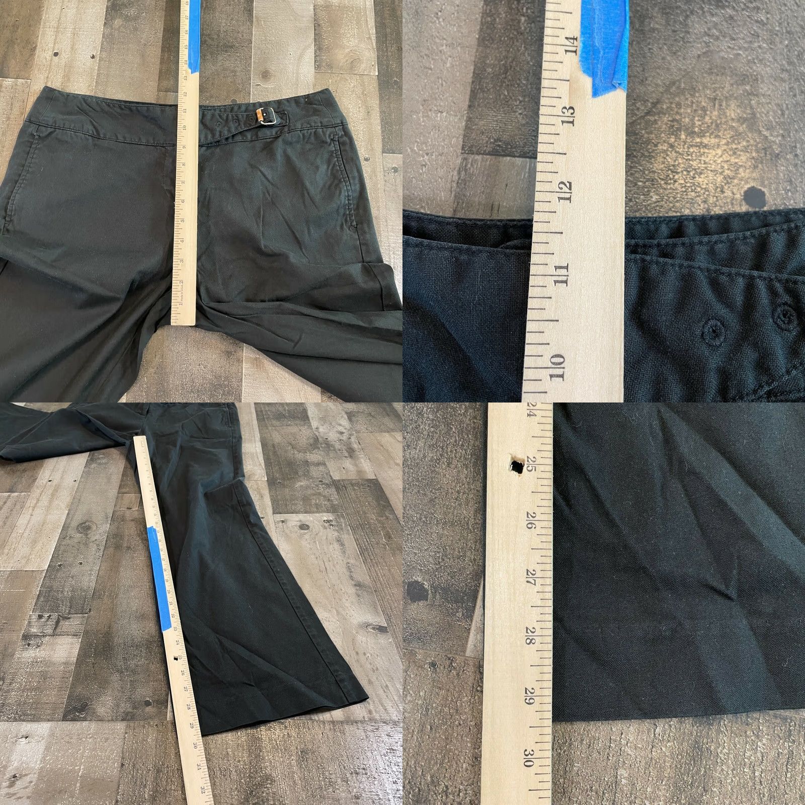 George George Pants Womens 10 Black Hi Rise Chino Wide Leg Stretch Flat Front Casual Size 32" / US 10 / IT 46 - 8 Thumbnail