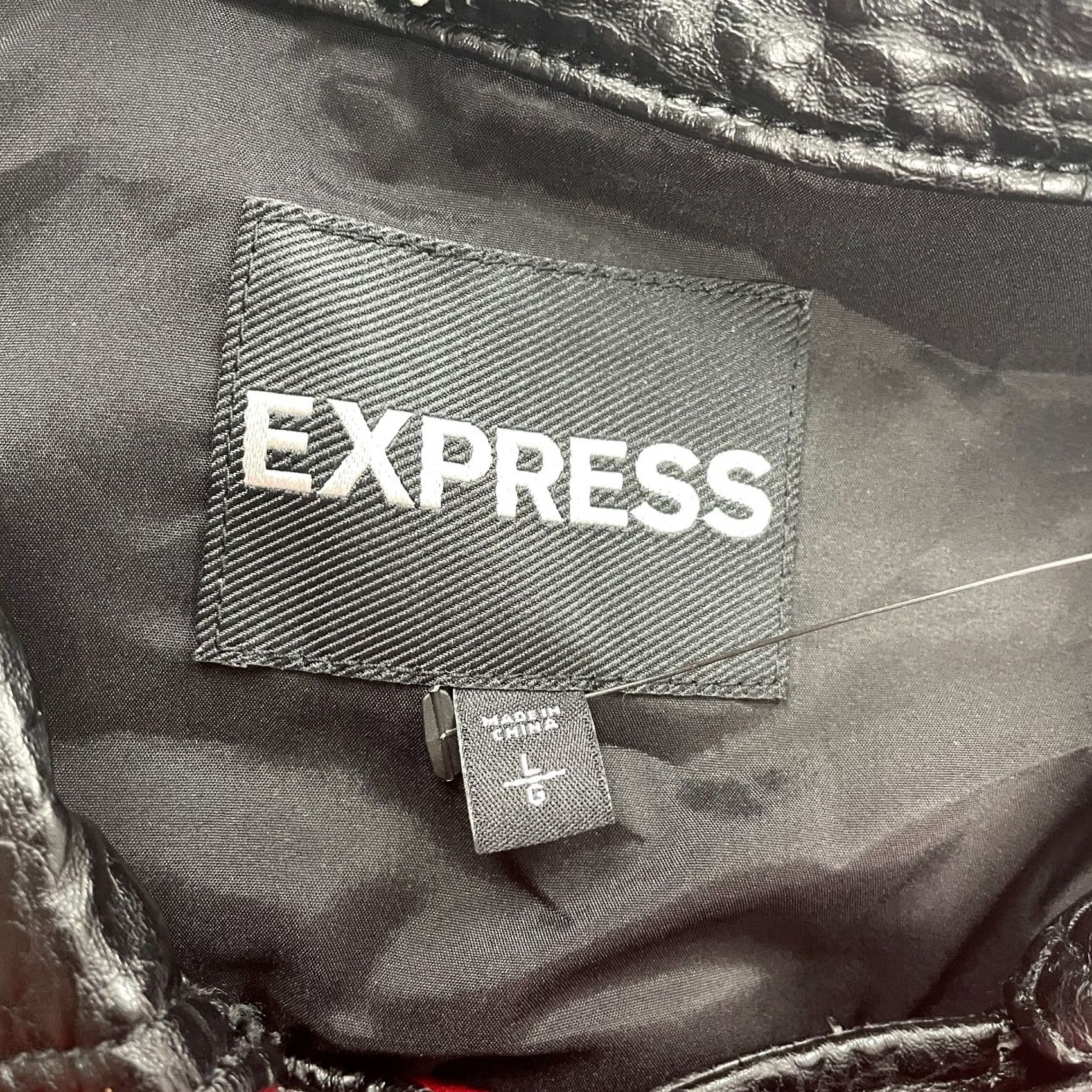 Express Express Jacket Womens Large Red Black Faux Leather Sleeves Zip Pockets Ladies Size L / US 10 / IT 46 - 2 Thumbnail