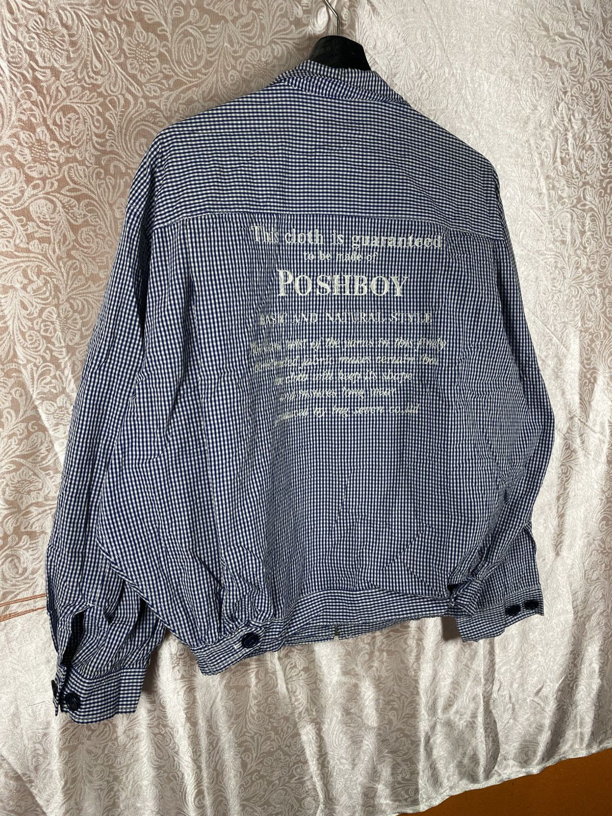 Japanese Brand Vintage POSHBOY Gingham Check Zip Jacket Blue White Logo Size US M / EU 48-50 / 2 - 10 Thumbnail