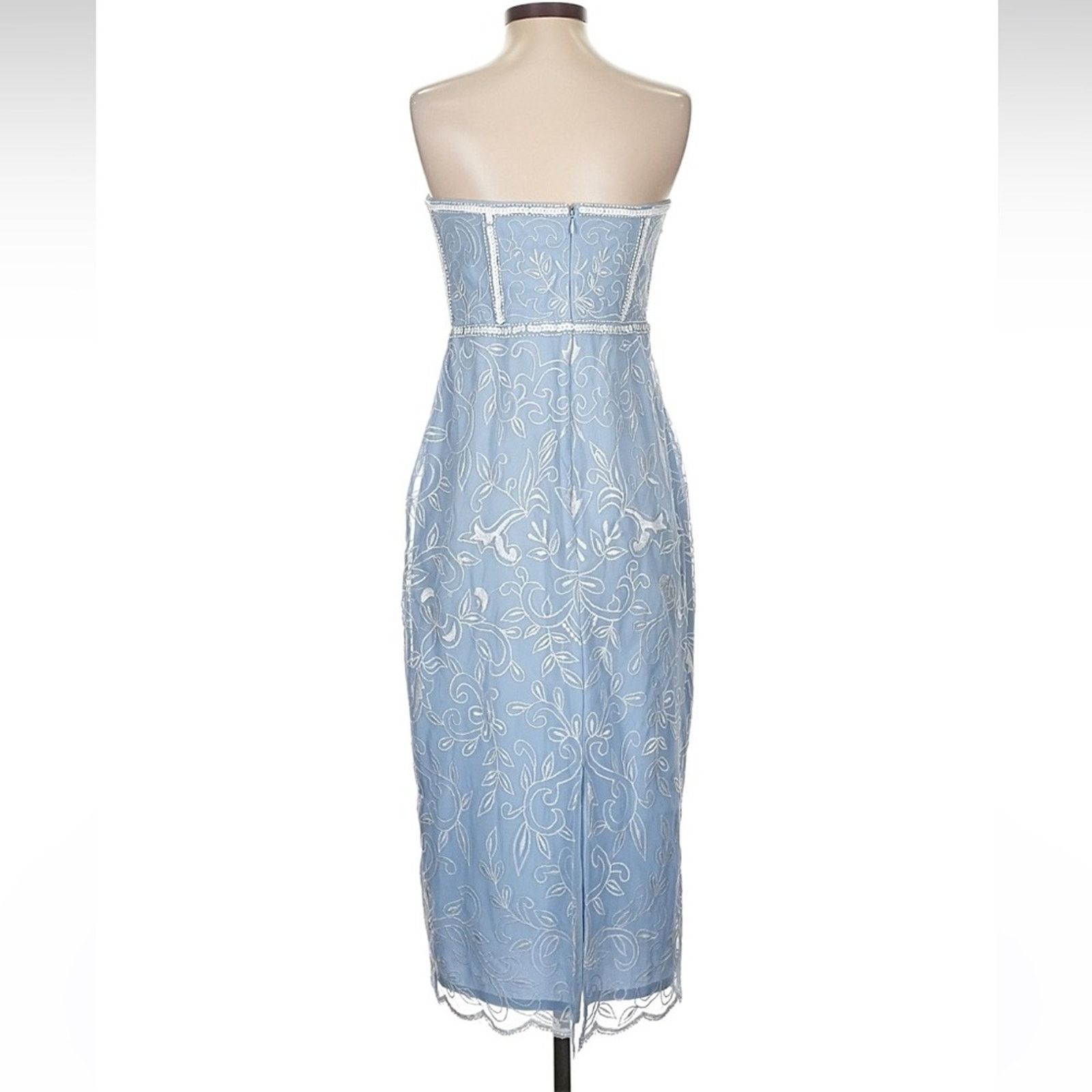 & Other Stories NWT Coast Strapless Light Blue Dress with White Embroidery Size S / US 4 / IT 40 - 2 Thumbnail