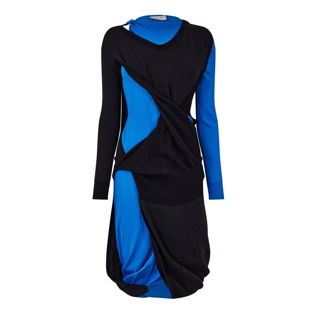 Bottega Veneta Bottega Veneta V-Neck Midi Wrap Dress in Blue Size XS / US 0-2 / IT 36-38 - 2 Thumbnail