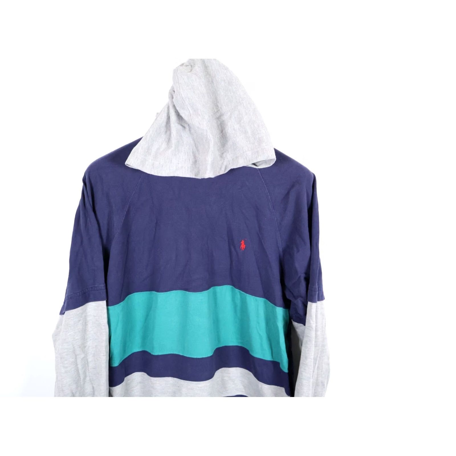 Ralph Lauren VINTAGE Ralph Lauren Hooded T-Shirt Striped Men XL Blue Green USA Polo Size US XL / EU 56 / 4 - 4 Thumbnail