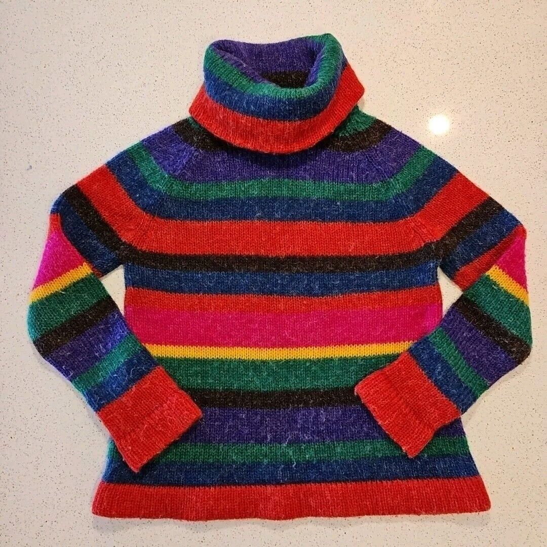 Vintage Vtg DonnKenny Cowl Neck Sweater Womens M Bold Striped Chunky Size M / US 6-8 / IT 42-44 - 8 Thumbnail