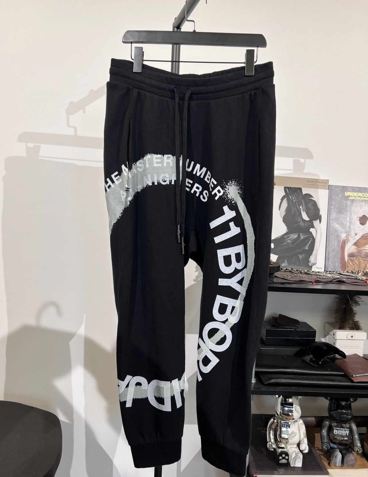 11 By Boris Bidjan Saberi 11ByBBS Lettering Print Tapered Track Pants Size US 33 - 1 Thumbnail