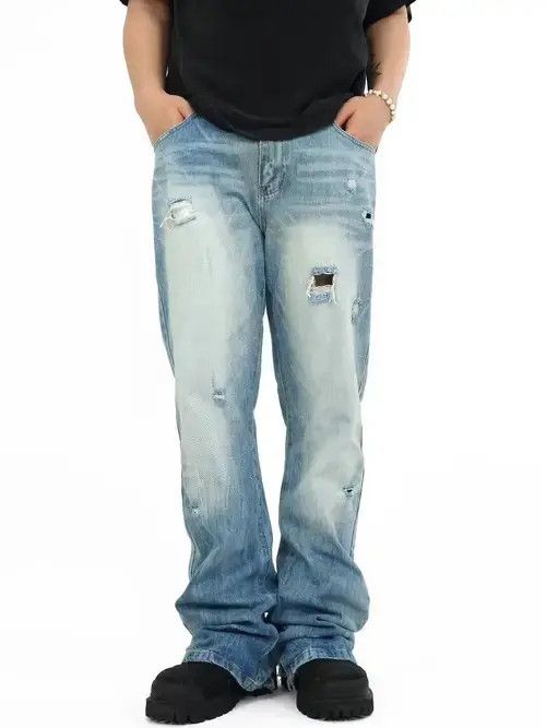 Designer × Japanese Brand × Vintage distressed grunge flared ripped jeans Size US 32 / EU 48 - 4 Thumbnail