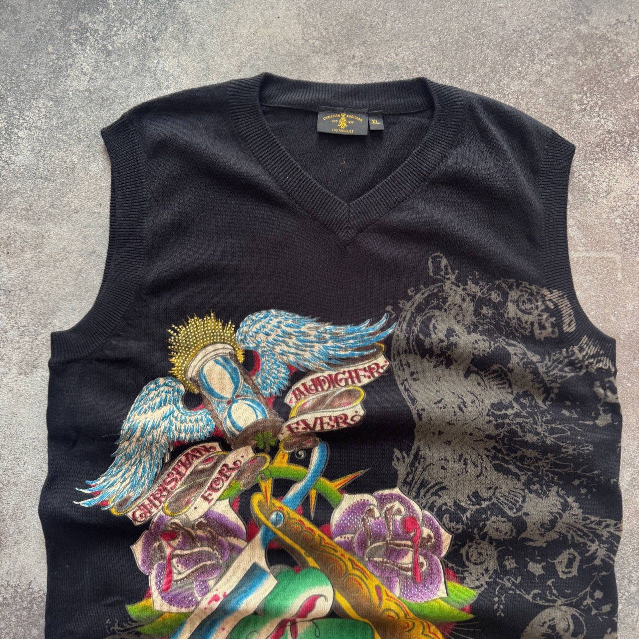 Ed Hardy Christian Audigier (Ed Hardy) Rhinestones Sleeveless Sweater Size US XL / EU 56 / 4 - 3 Thumbnail