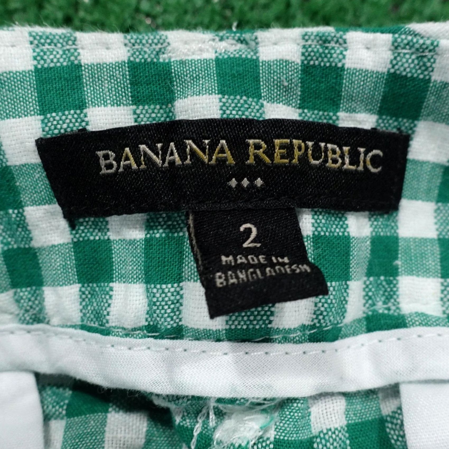 Banana Republic Banana Republic Womens Pants Green Gingham Paperbag Crop Twill Belted Linen Size 2 Size 26" / US 2 / IT 38 - 6 Thumbnail