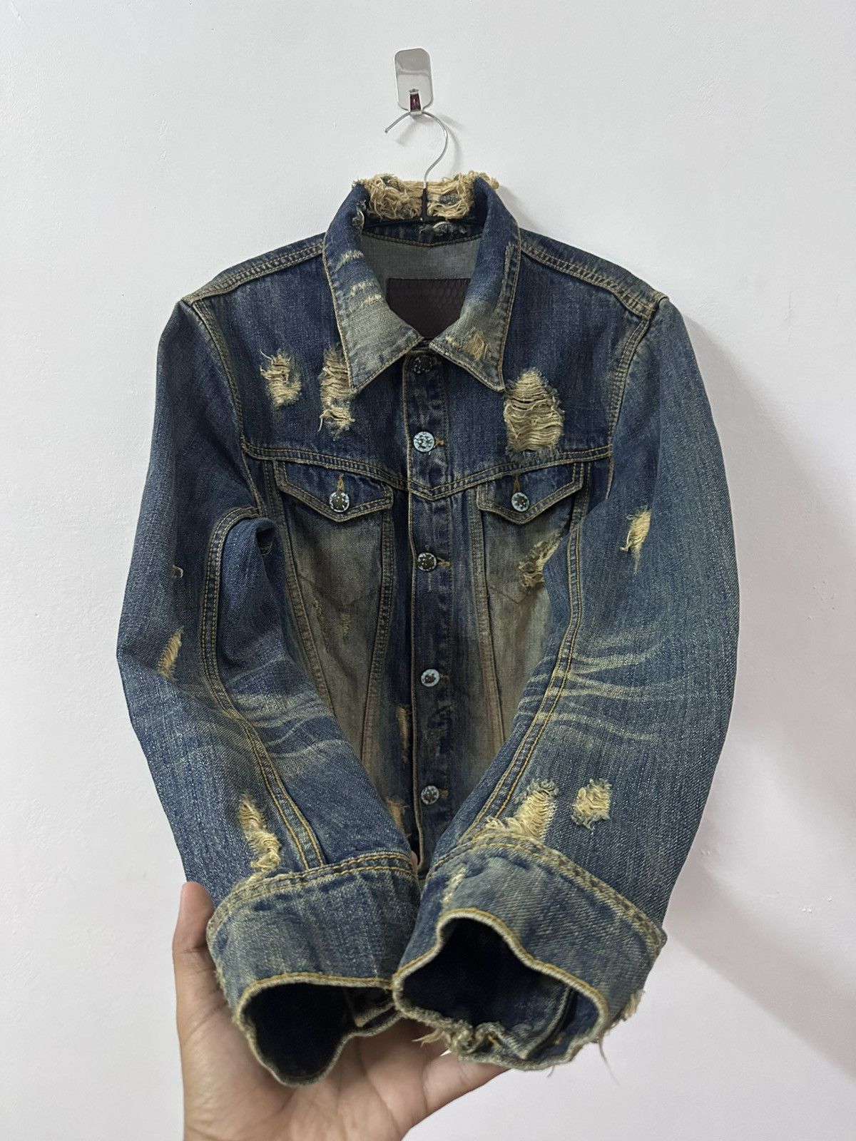 ジャケット・アウター 00s goa damage denim jacket distressing 2000s Goa Destroyed Denim Jacket