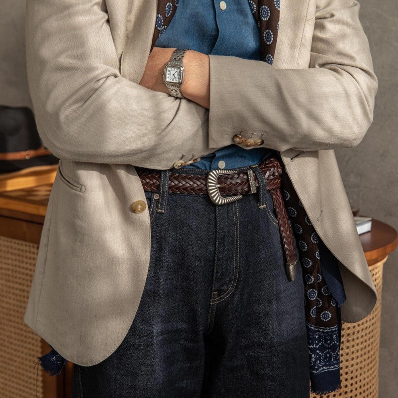 Japanese Brand Western Retro Belt – Woven Texture Size ONE SIZE - 3 Thumbnail