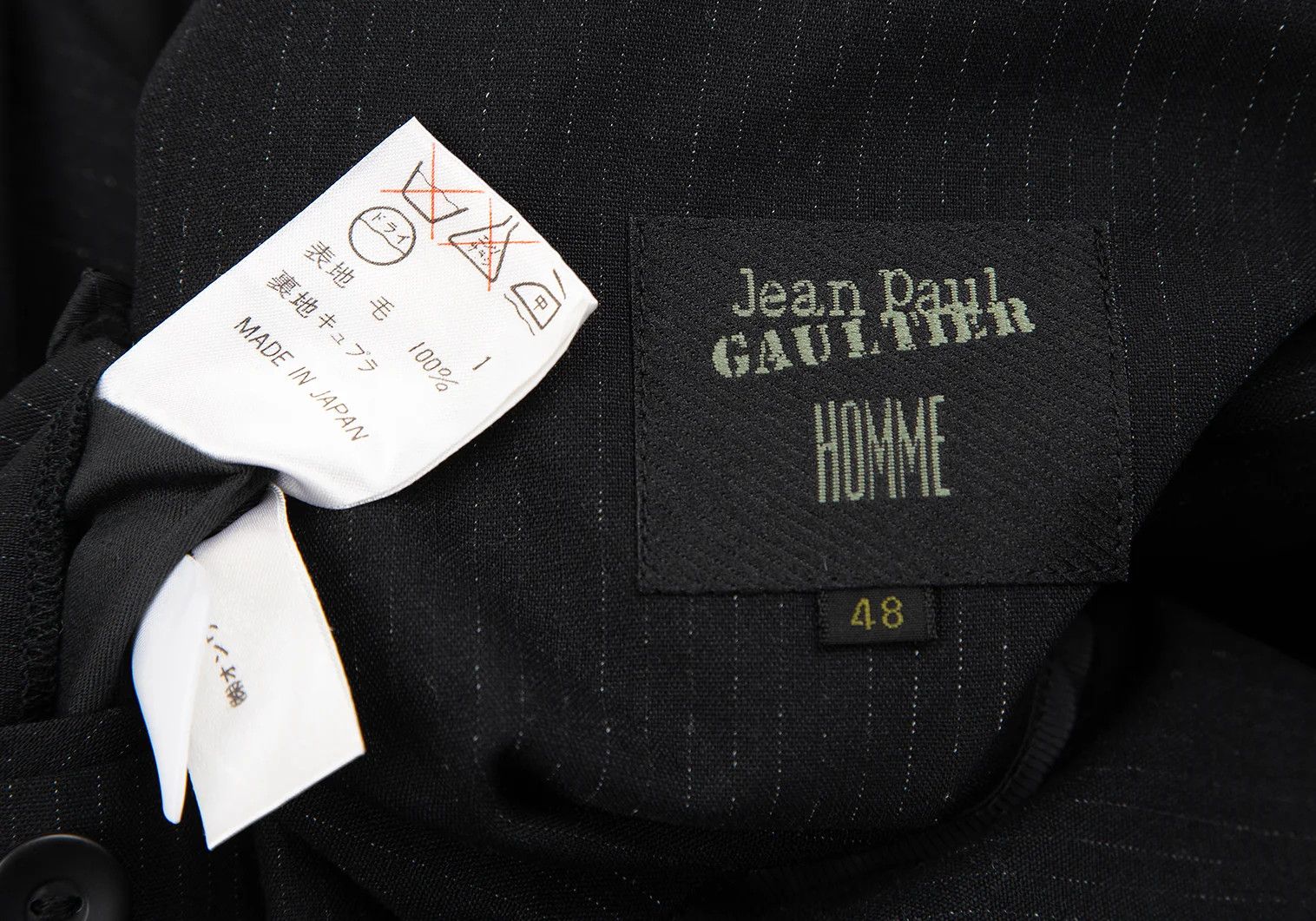 Jean Paul Gaultier Wool Chalk Stripe Double Jacket in Black, Size 48 Size US M / EU 48-50 / 2 - 18 Thumbnail