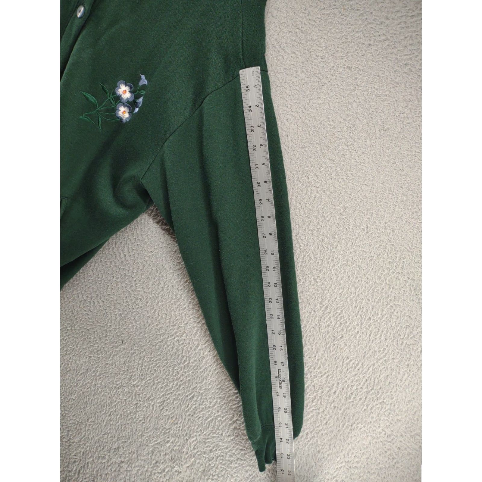 Vintage Evans Bonnie Womens Floral Embroidered Button Should Pad Sweatshirt Cardigan SZ M Green Floral Embroidered Womens Sweatshirt Mens Womens Size S / US 4 / IT 40 - 7 Thumbnail