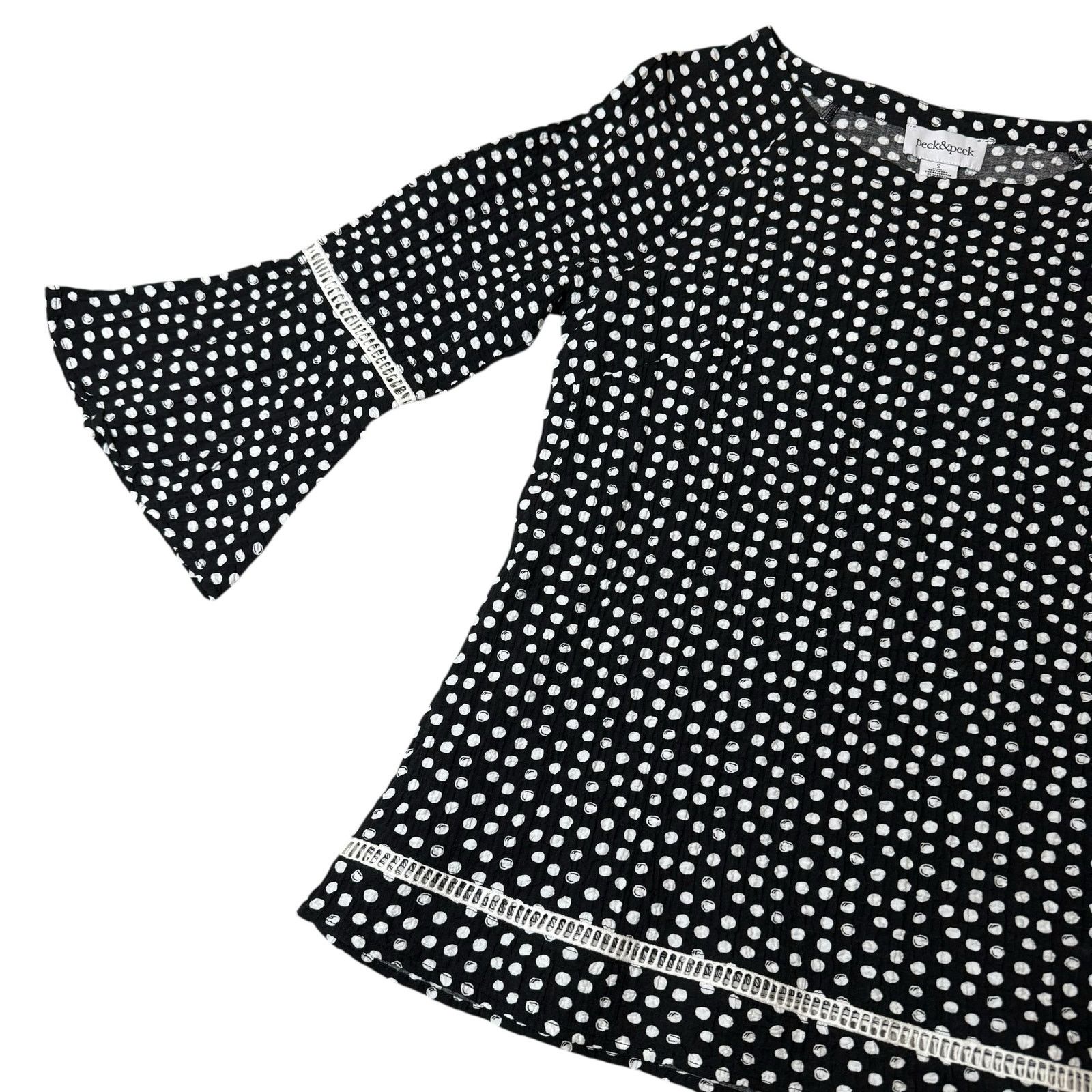 Other NEW Peck & Peck Blouse Top Crinkle Texture Black White Small Size S / US 4 / IT 40 - 2 Thumbnail