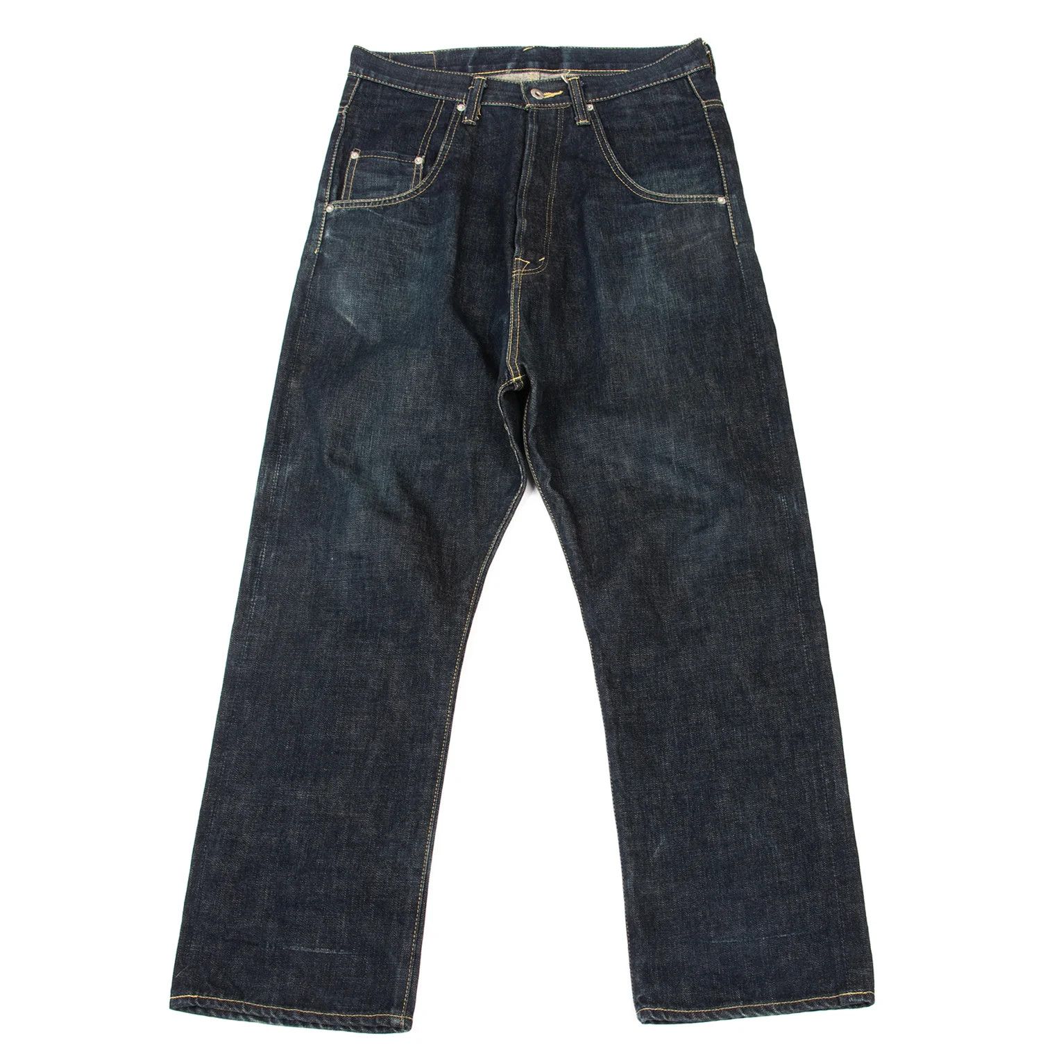 Ganryu Indigo Leather Patch Straight Denim Pants Size S Size US 30 / EU 46 - 1 Thumbnail