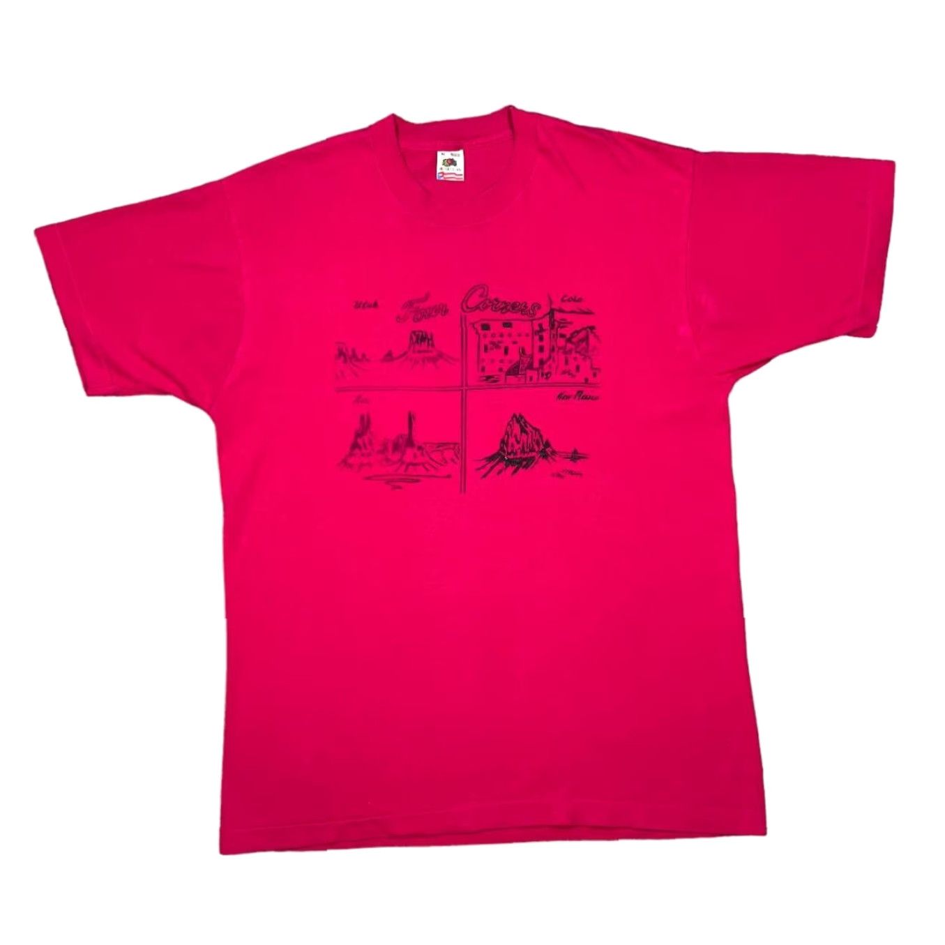 Fruit Of The Loom VINTAGE Four Corners T-Shirt XL Pink 90s Souvenir Graphic Single Stitch Mens Size US XL / EU 56 / 4 - 2 Thumbnail