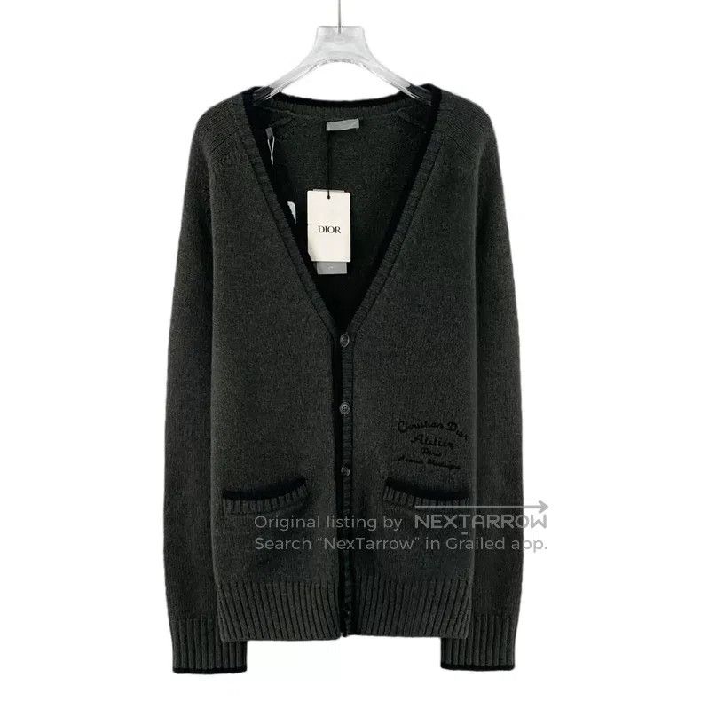 Dior Dior Dark green logo letter embroidery wool V-neck single- Size US M / EU 48-50 / 2 - 1 Thumbnail