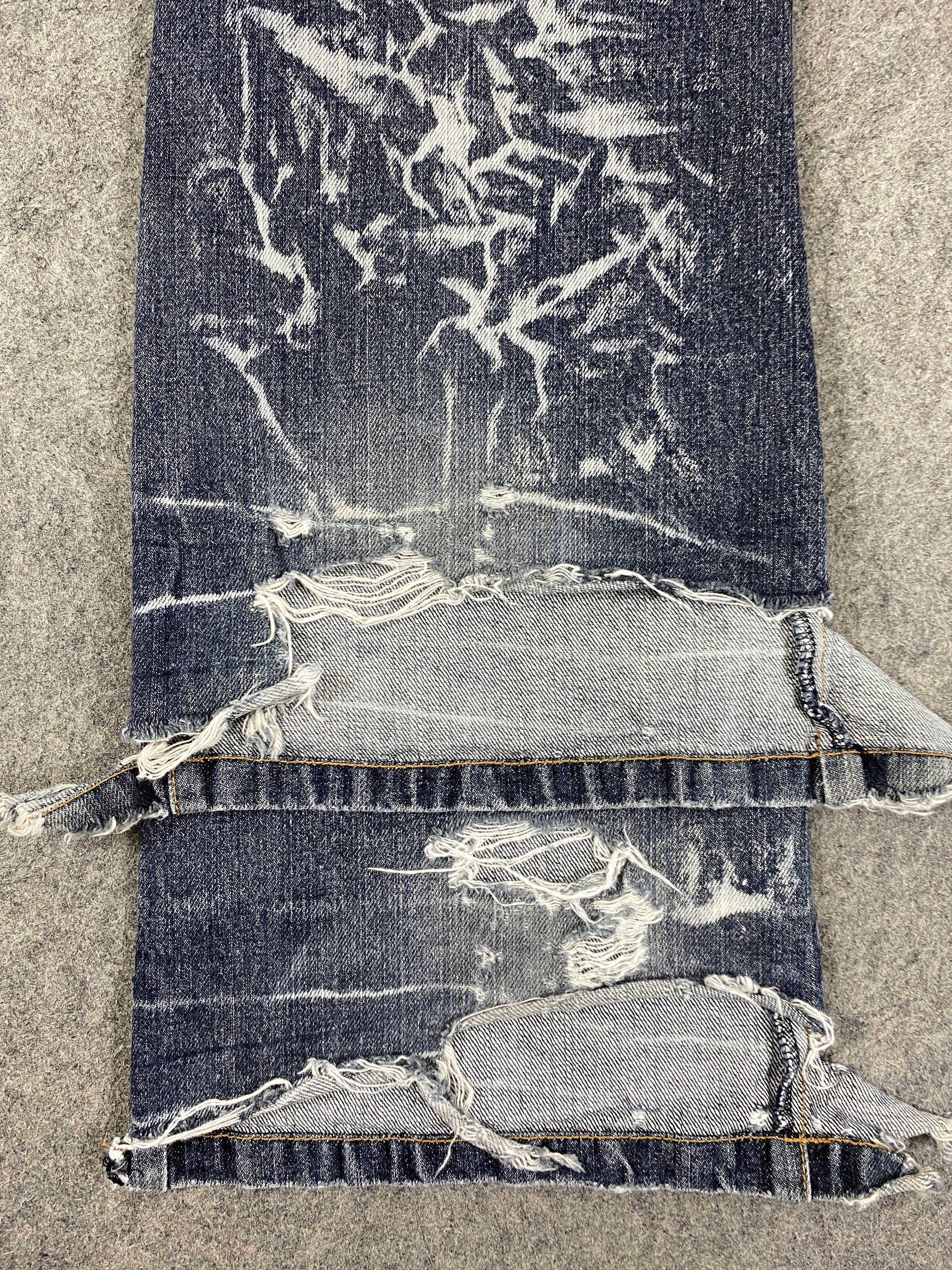 If Six Was Nine Distressed Blue LowBox Flare Jeans Denim 32x33 - JN3265 Size US 32 / EU 48 - 13 Thumbnail